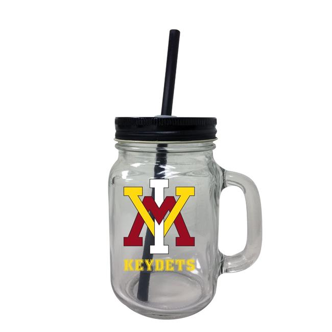 VMI Keydets NCAA Iconic Mason Jar Glass - Officially Licensed Collegiate Drinkware with Lid and Straw 