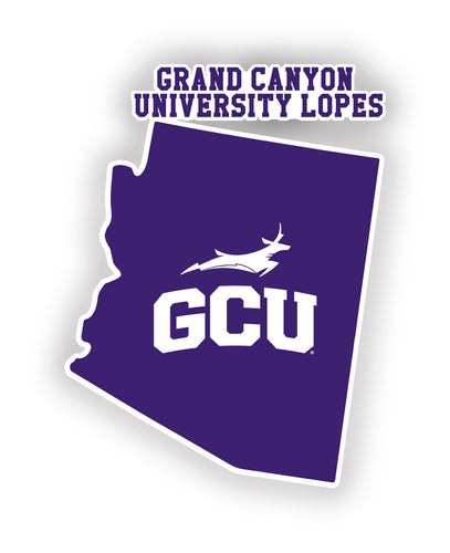 Grand Canyon University Lopes 4-Inch State Shape NCAA Vinyl Decal Sticker for Fans, Students, and Alumni