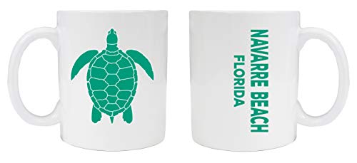 Navarre Beach Florida Souvenir White Ceramic Coffee Mug 2 Pack Turtle Design