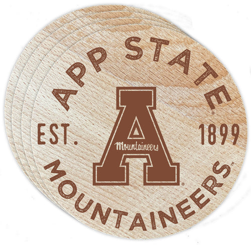Appalachian State Officially Licensed Wood Coasters (4-Pack) - Laser Engraved, Never Fade Design