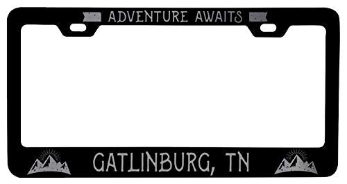 R and R Imports Gatlinburg Tennessee Laser Etched Vanity Black Metal License Plate Frame
