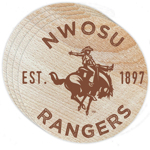 Northwestern Oklahoma State University Officially Licensed Wood Coasters (4-Pack) - Laser Engraved, Never Fade Design