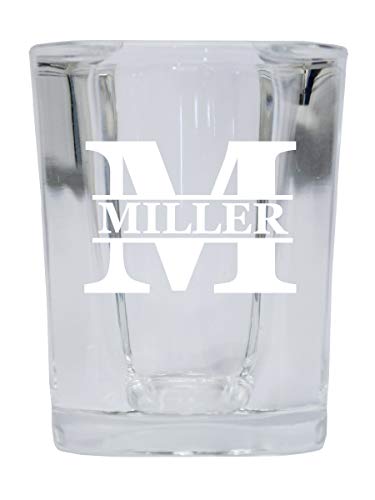 Customizable Monogram 2 Ounce Etched Square Shot Glass Engraved Personalized with Initial and Name