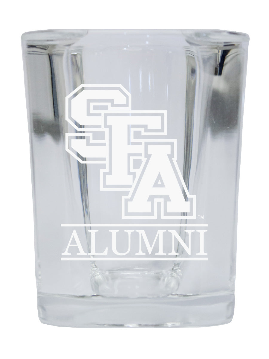 NCAA Stephen F. Austin State University Alumni 2oz Laser Etched Square Shot Glass 4-Pack