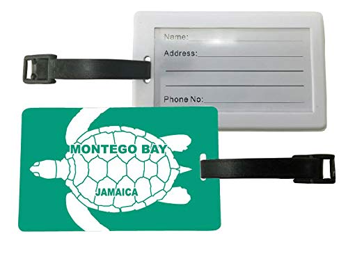 Montego Bay Jamaica Green Turtle Design Souvenir Travel Luggage Tag 2-Pack