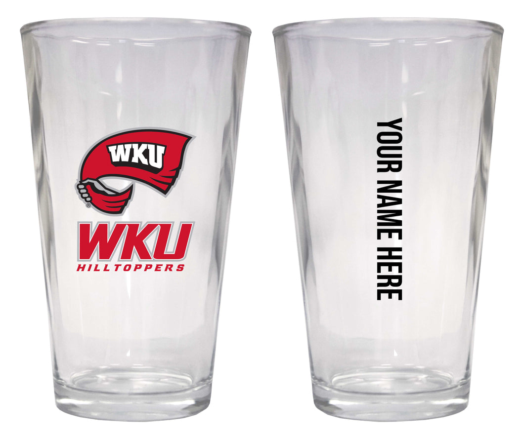 Customizable NCAA Western Kentucky Hilltoppers 16 oz Pint Glass – Perfect Gift Personalized With your own  or any fan name