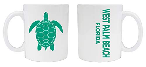 West Palm Beach Florida Souvenir White Ceramic Coffee Mug 2 Pack Turtle Design