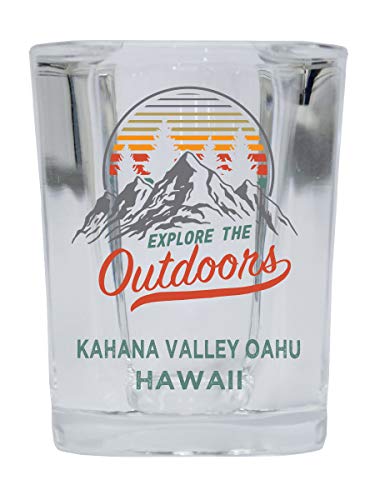 Kahana Valley Oahu Hawaii Explore the Outdoors Souvenir 2 Ounce Square Base Liquor Shot Glass
