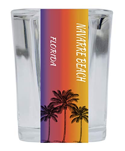 Navarre Beach Florida 2 Ounce Square Shot Glass Palm Tree Design