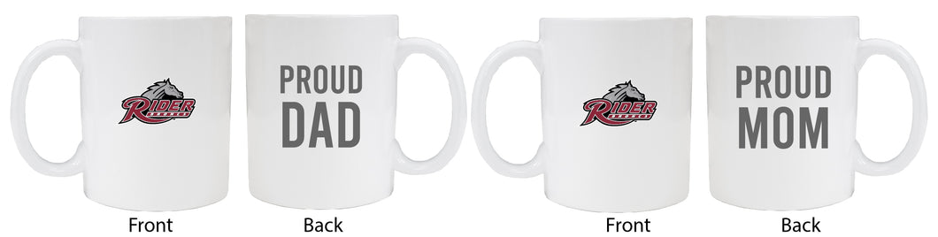 Rider University Broncs Proud Mom And Dad White Ceramic Coffee Mug 2 pack (White)