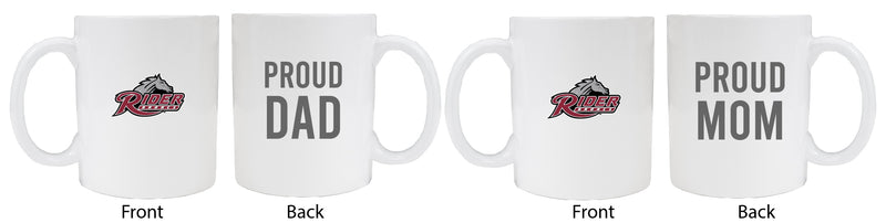 Rider University Broncs Proud Mom And Dad White Ceramic Coffee Mug 2 pack (White)