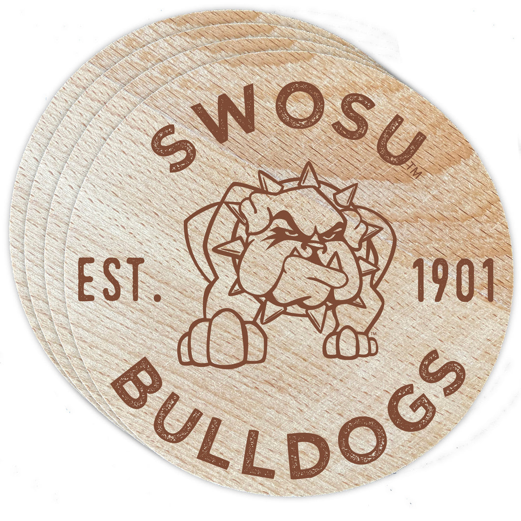 Southwestern Oklahoma State University Officially Licensed Wood Coasters (4-Pack) - Laser Engraved, Never Fade Design
