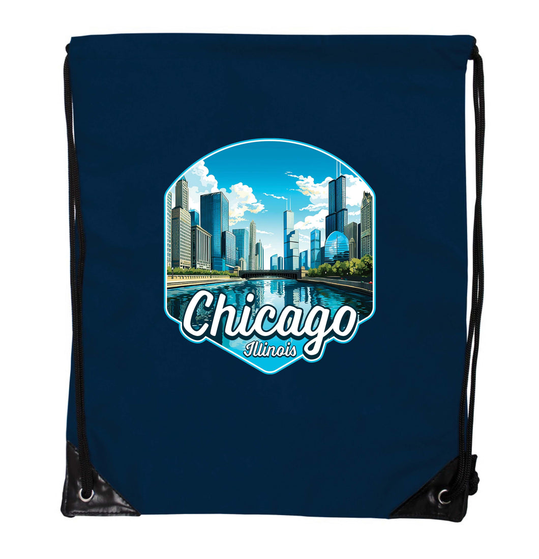 Chicago Illinois A Souvenir Cinch Bag with Drawstring Backpack
