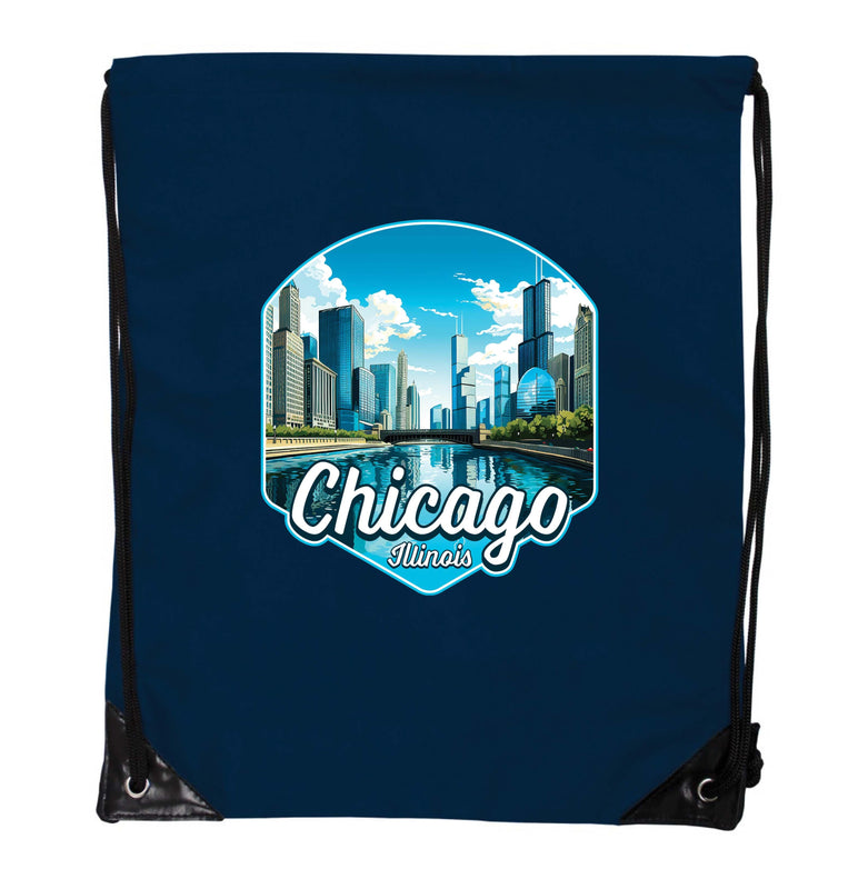 Chicago Illinois A Souvenir Cinch Bag with Drawstring Backpack