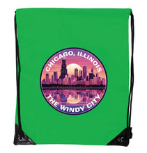 Load image into Gallery viewer, Chicago Illinois B Souvenir Cinch Bag with Drawstring Backpack
