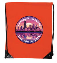 Load image into Gallery viewer, Chicago Illinois B Souvenir Cinch Bag with Drawstring Backpack

