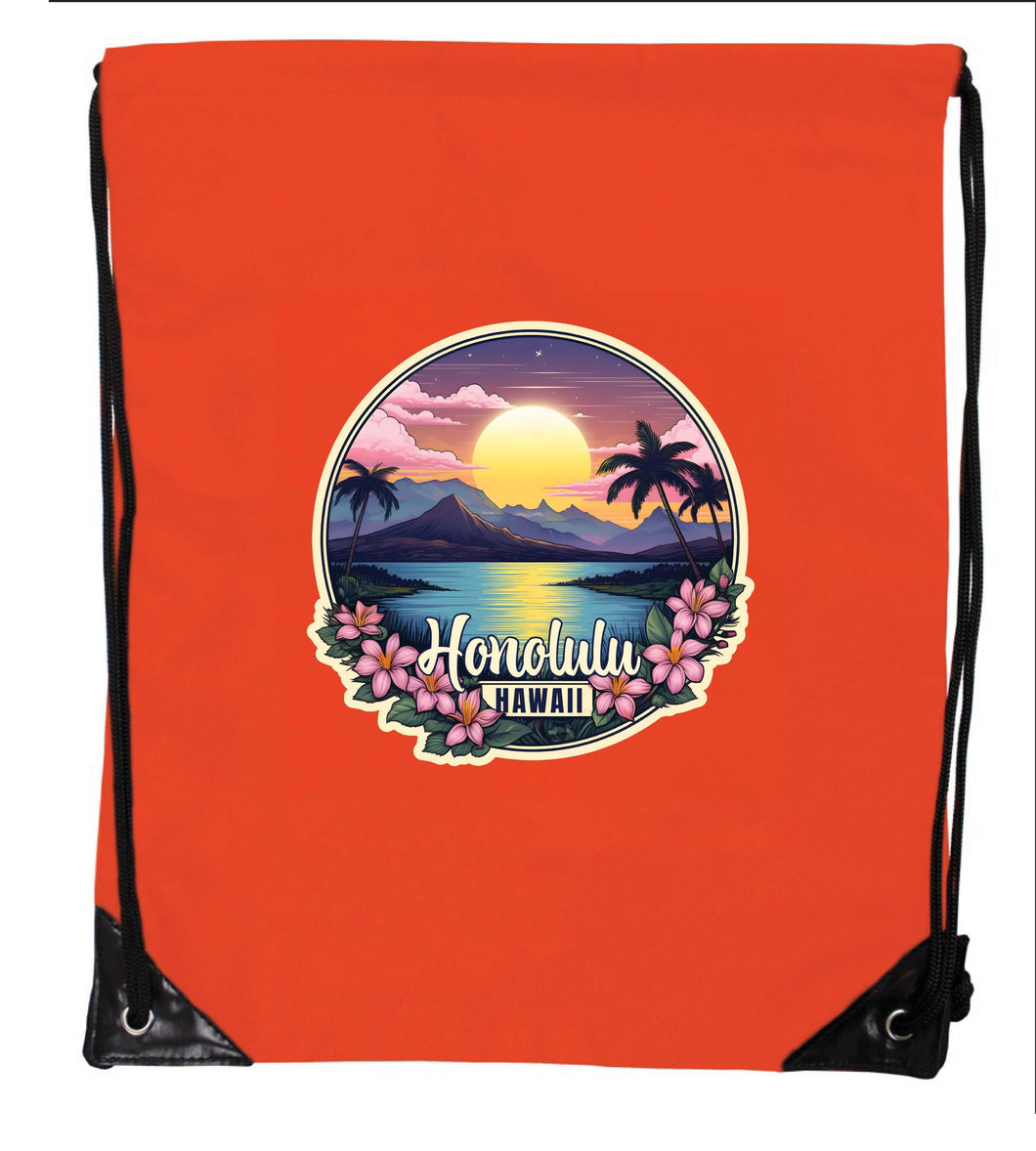 Honolulu Hawaii B Souvenir Cinch Bag with Drawstring Backpack