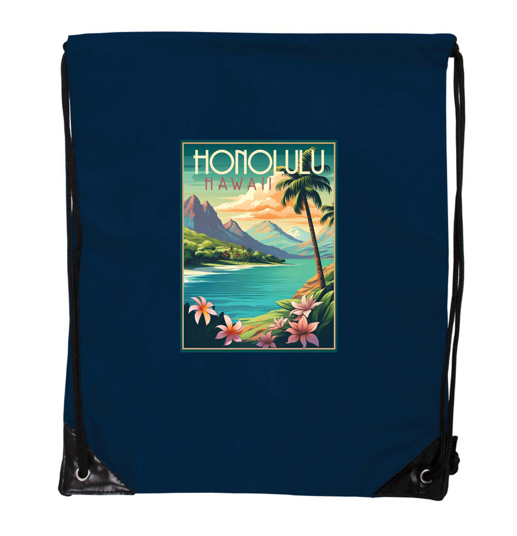 Honolulu Hawaii C Souvenir Cinch Bag with Drawstring Backpack