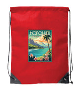 Load image into Gallery viewer, Honolulu Hawaii C Souvenir Cinch Bag with Drawstring Backpack
