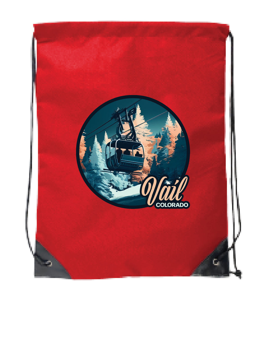 Vail Colorado Design C Souvenir Cinch Bag with Drawstring Backpack Red