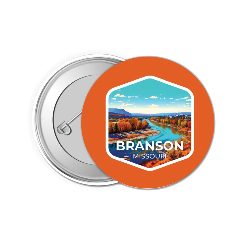 Branson Missouri Design B Souvenir Small 1-Inch Button Pin 4 Pack