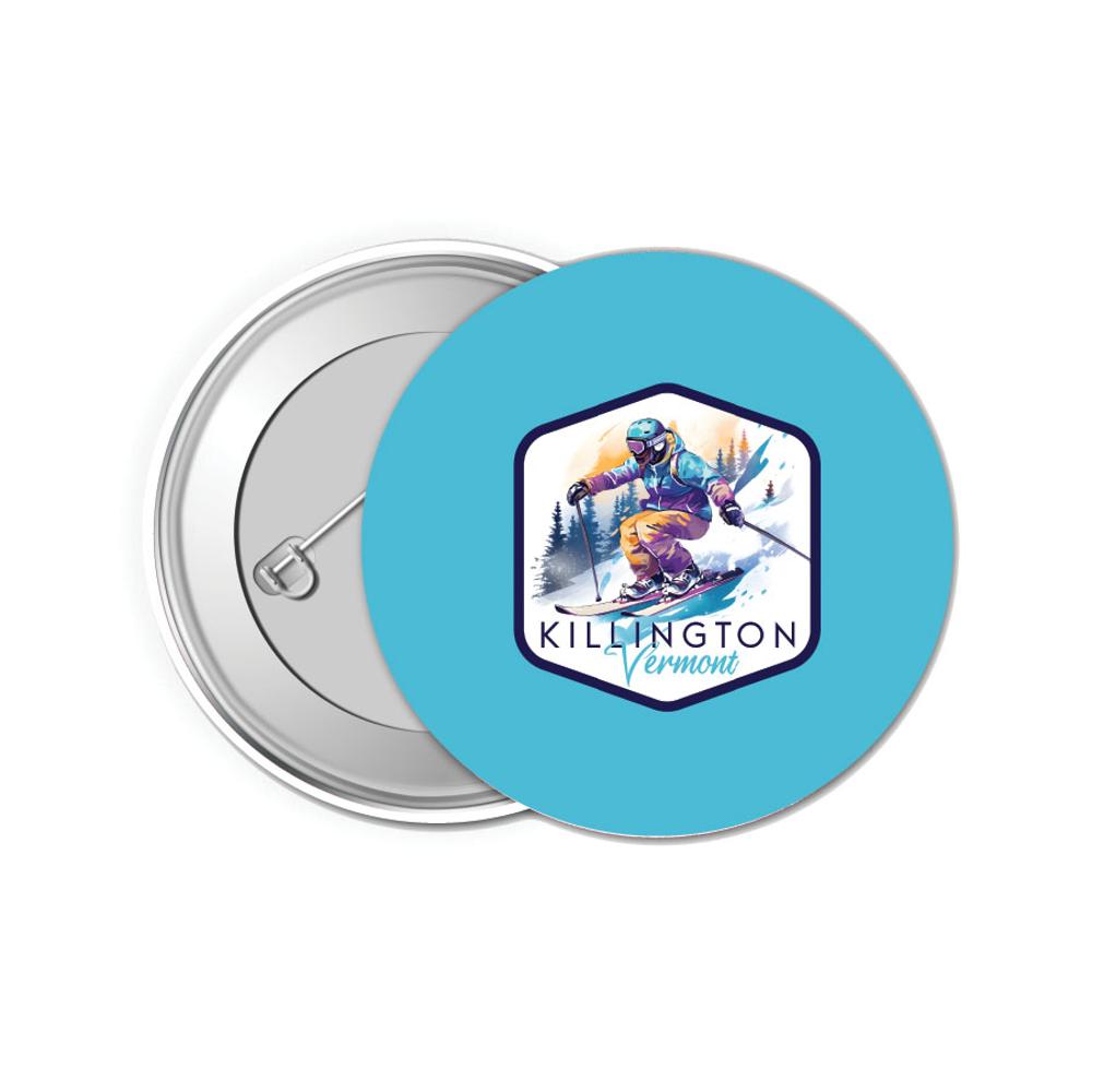 Killington Vermont Design A Souvenir Small 1-Inch Button Pin 4 Pack