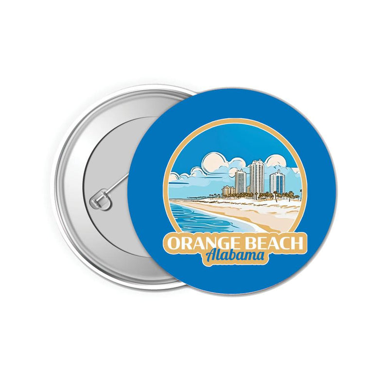 Orange Beach Alabama Design A Souvenir Small 1-Inch Button Pin 4 Pack