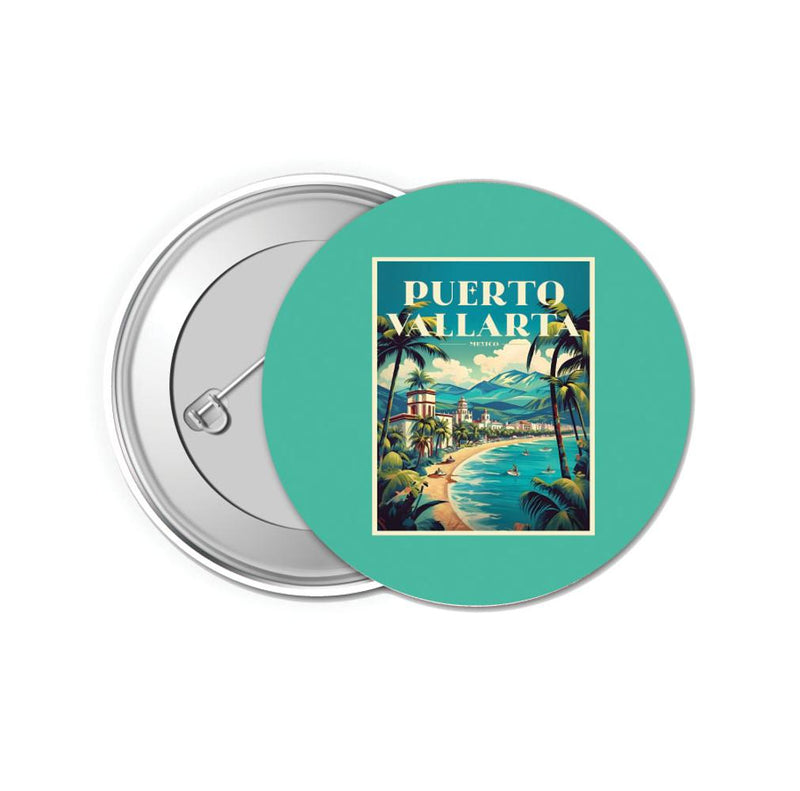 Puerto Vallarta Mexico Design C Souvenir Small 1-Inch Button Pin 4 Pack