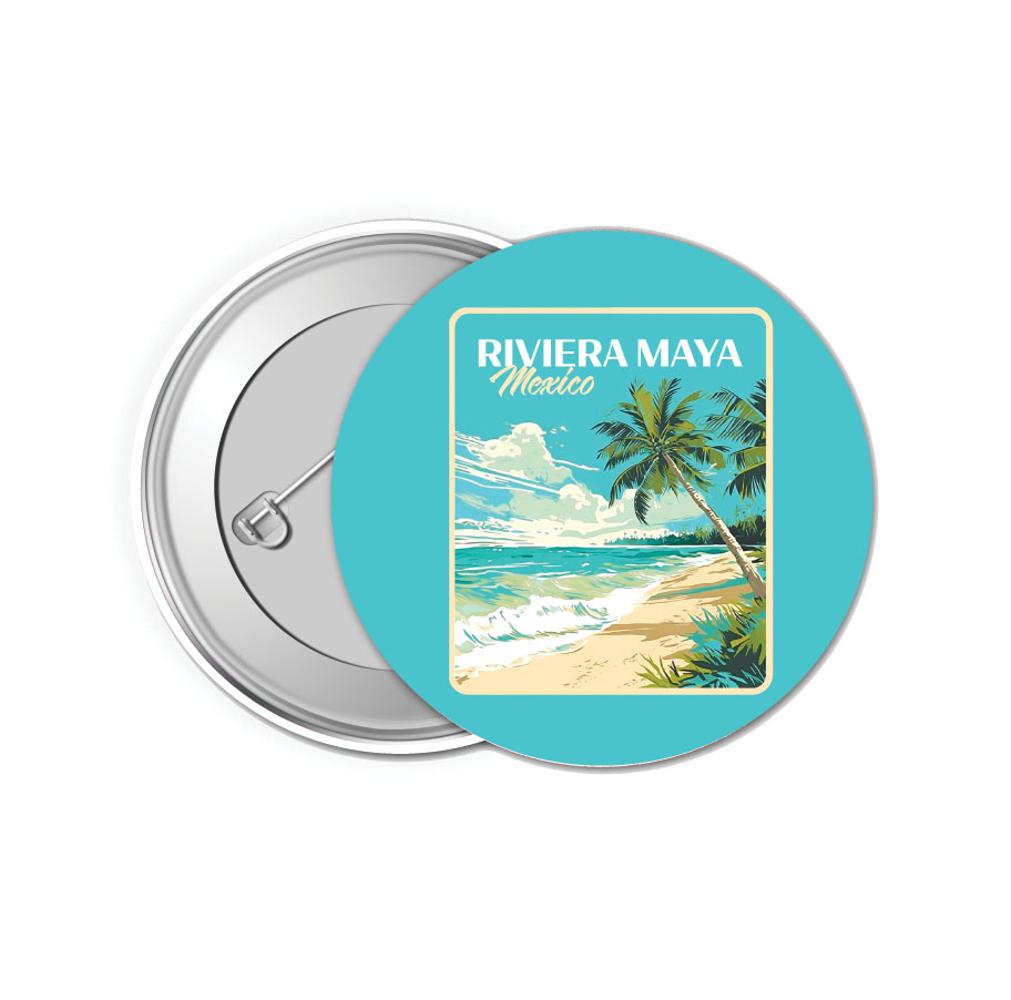 Riviera Maya Mexico Design C Souvenir Small 1-Inch Button Pin 4 Pack