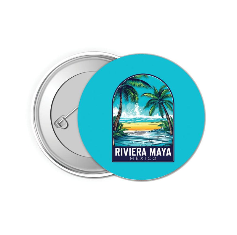 Riviera Maya Mexico Design B Souvenir Small 1-Inch Button Pin 4 Pack
