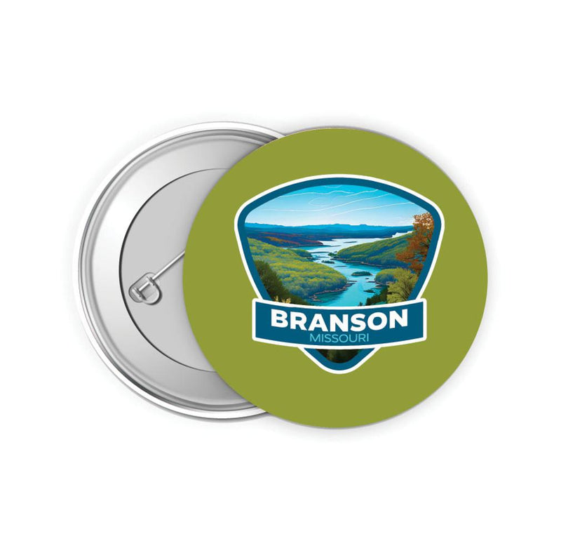 Branson Missouri Design A Souvenir Small 2-Inch Button Pin 4 Pack