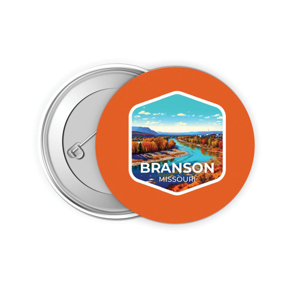 Branson Missouri Design B Souvenir Small 2-Inch Button Pin 4 Pack