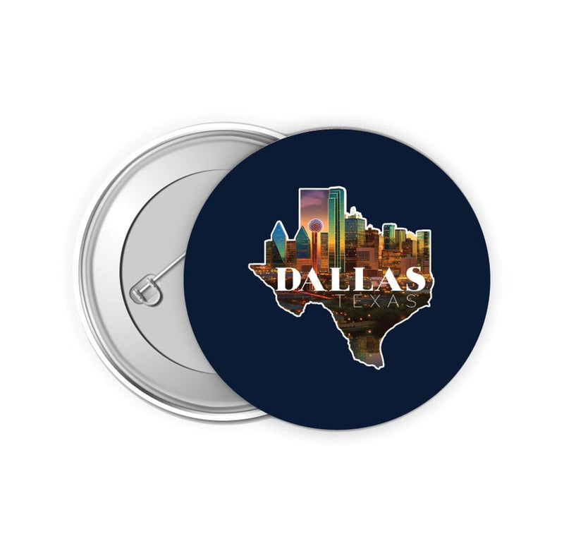 Dallas Texas Design C Souvenir Small 2-Inch Button Pin 4 Pack