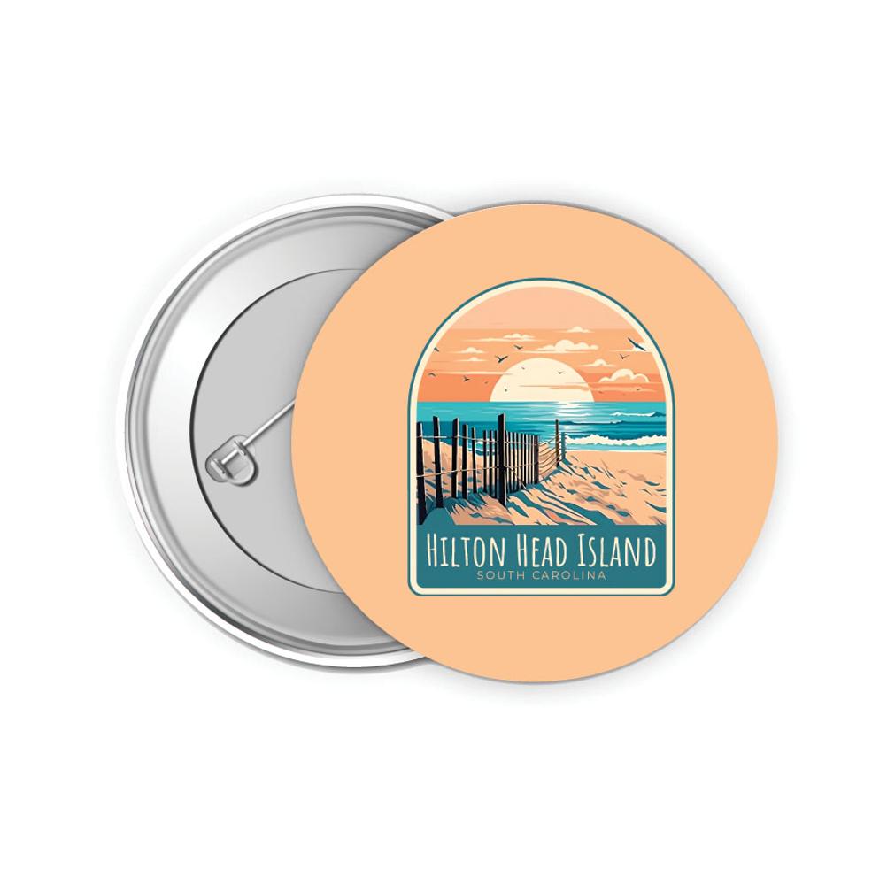 Hilton Head Island Design C Souvenir Small 2-Inch Button Pin 4 Pack
