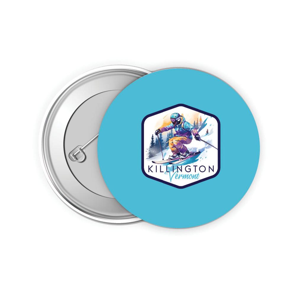 Killington Vermont Design A Souvenir Small 2-Inch Button Pin 4 Pack