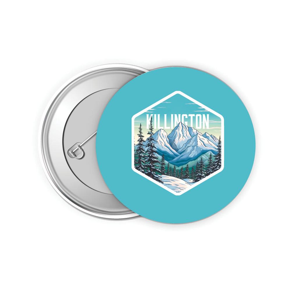 Killington Vermont Design C Souvenir Small 2-Inch Button Pin 4 Pack