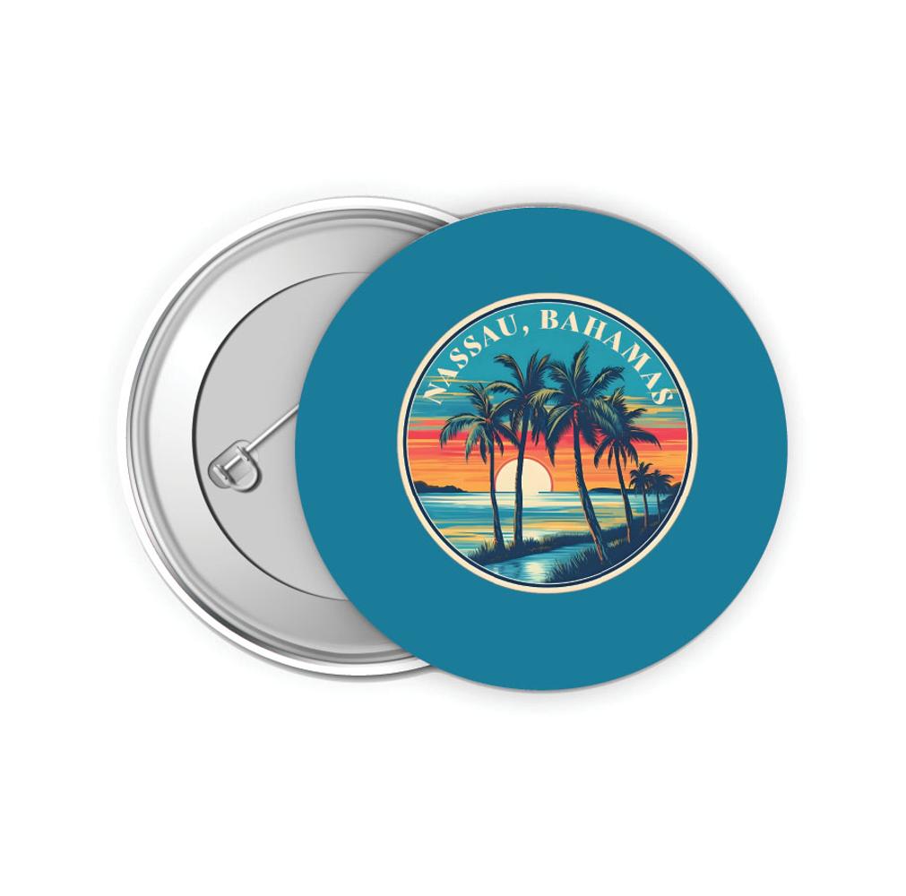 Nassau  the Bahamas Design D Souvenir Small 2-Inch Button Pin 4 Pack