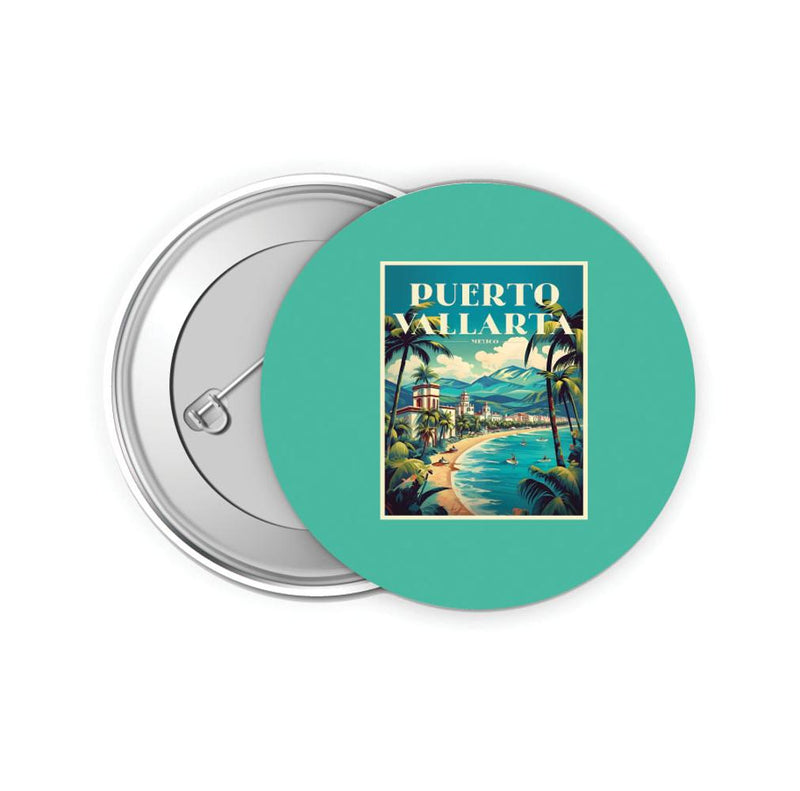 Puerto Vallarta Mexico Design C Souvenir Small 2-Inch Button Pin 4 Pack