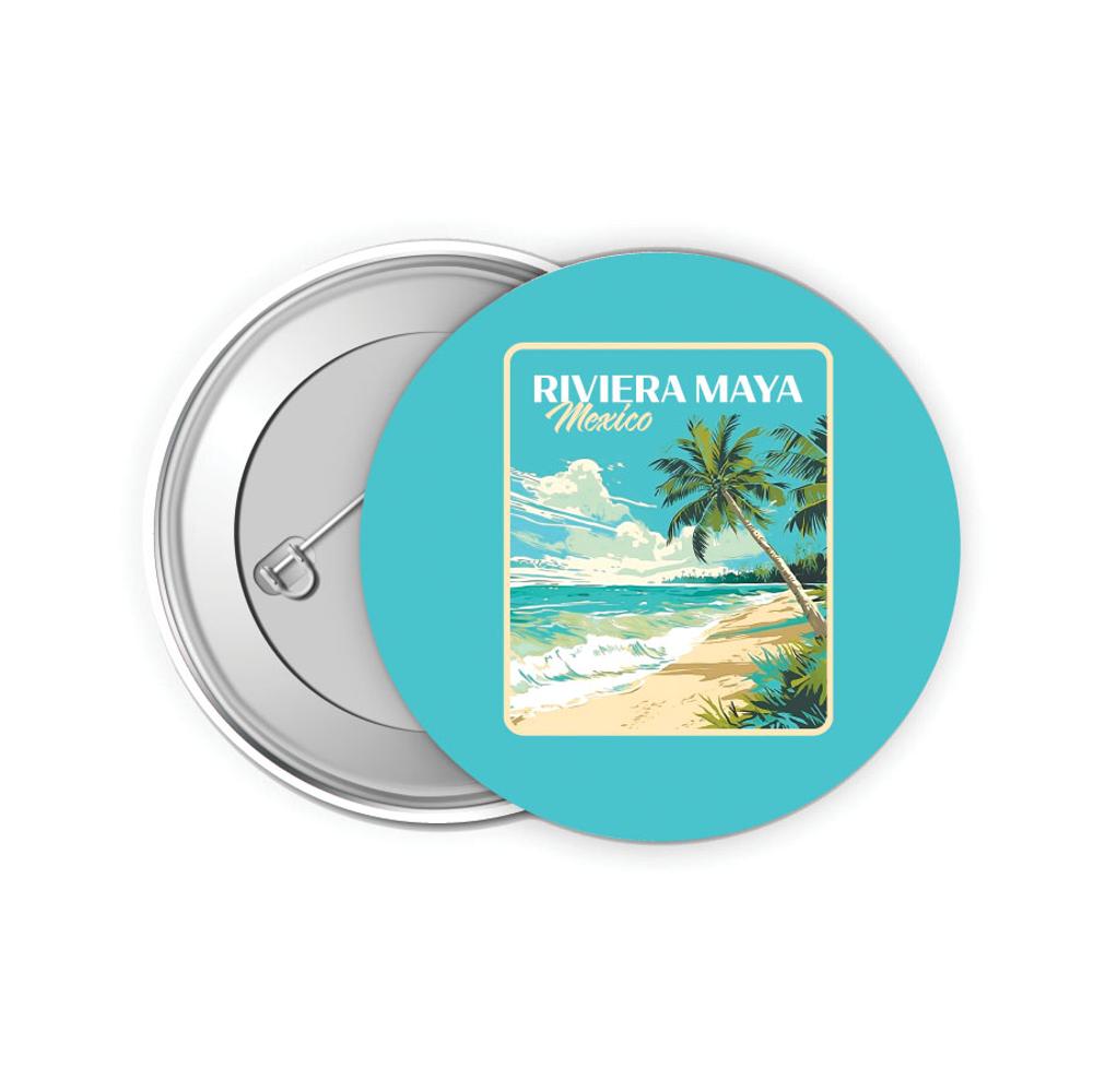 Riviera Maya Mexico Design C Souvenir Small 2-Inch Button Pin 4 Pack