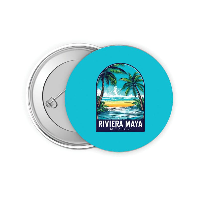 Riviera Maya Mexico Design B Souvenir Small 2-Inch Button Pin 4 Pack