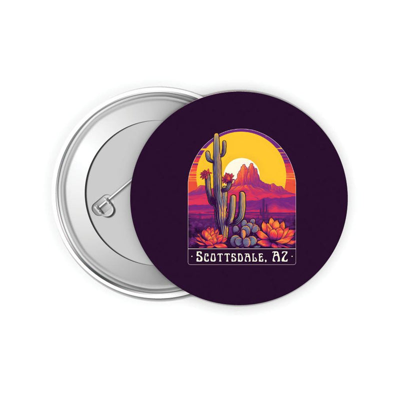 Scottsdale Arizona Design B Souvenir Small 2-Inch Button Pin 4 Pack