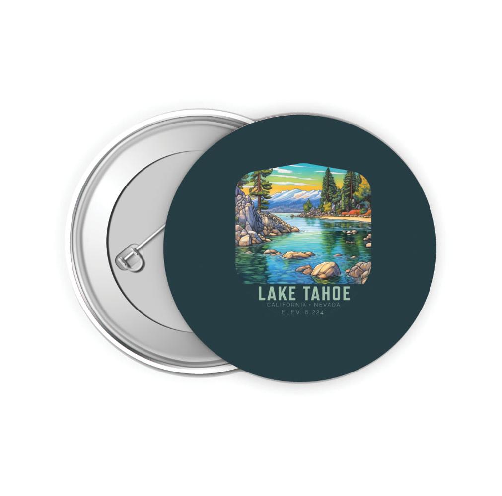 Lake Tahoe California Design B Souvenir Small 2-Inch Button Pin 4 Pack