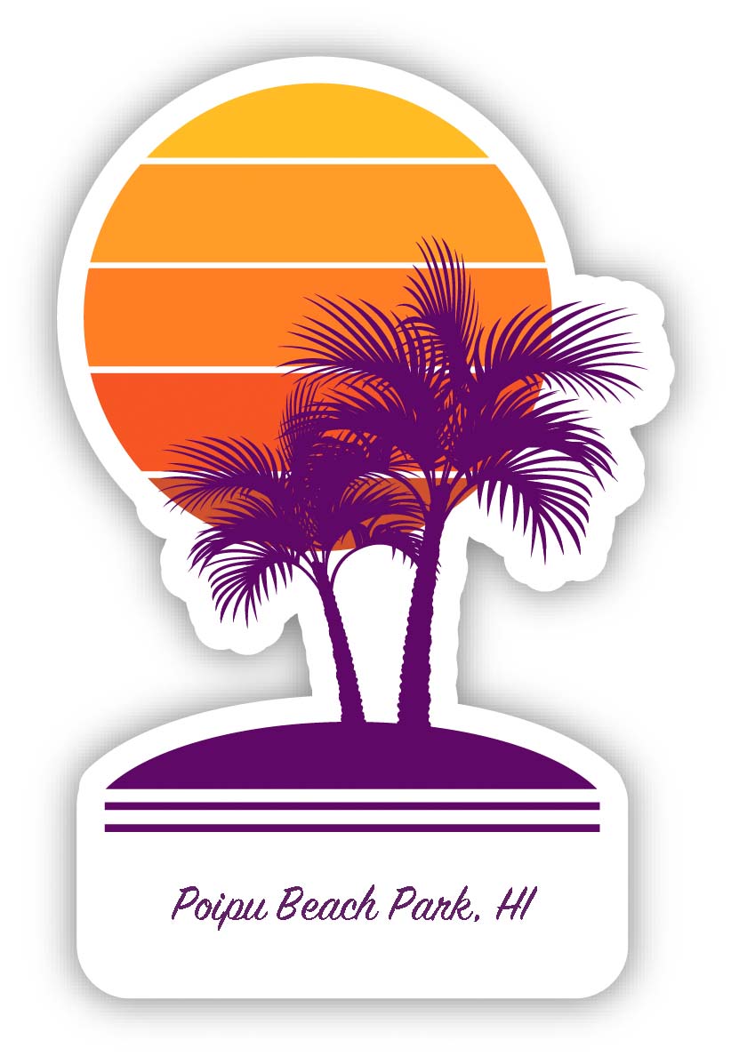 Poipu Beach Park Hawaii Souvenir 4 Inch Vinyl Decal Sticker Palm design