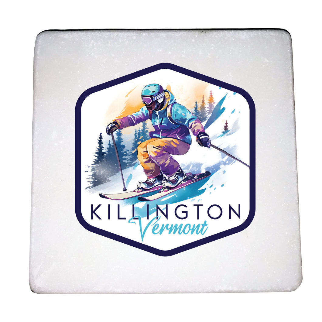 Killington Vermont Design A Souvenir 4x4-Inch Coaster Marble  4 Pack