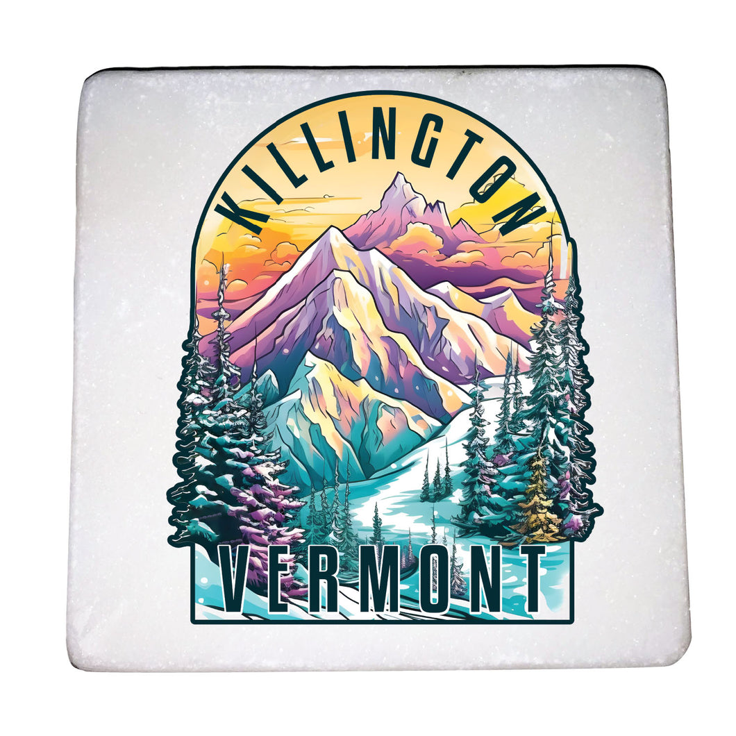 Killington Vermont Design B Souvenir 4x4-Inch Coaster Marble  4 Pack