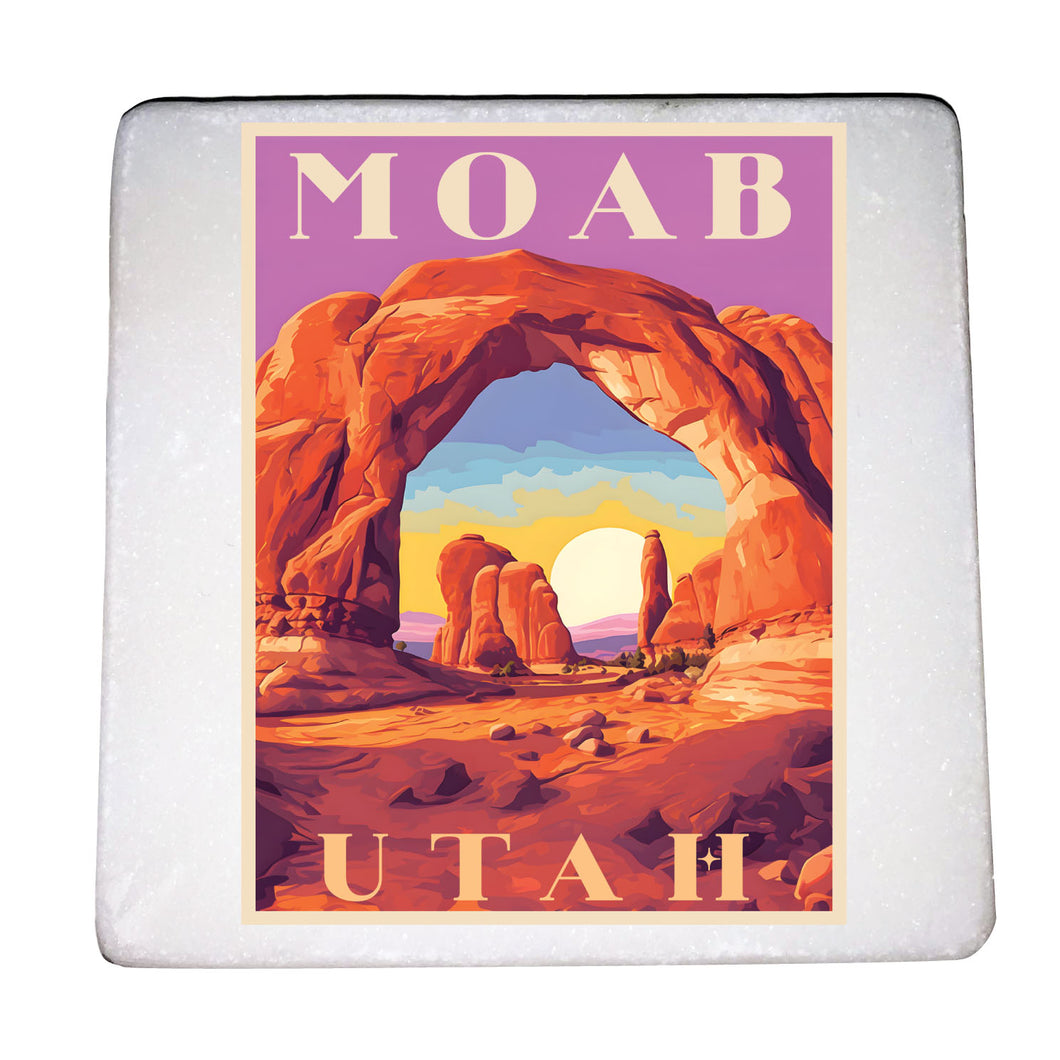 Moab Utah Design A Souvenir 4x4-Inch Coaster Marble  4 Pack