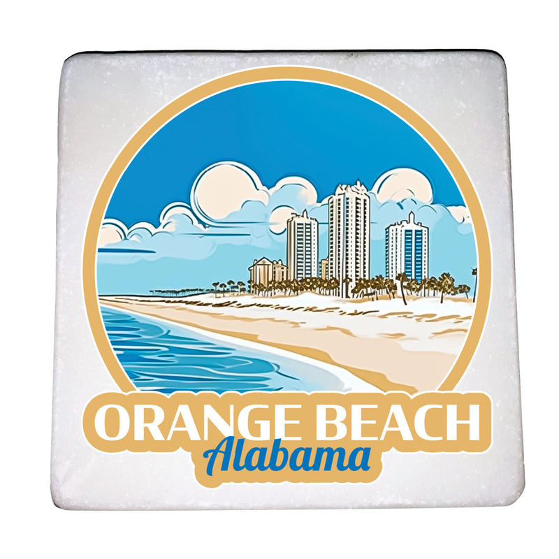 Orange Beach Alabama Design A Souvenir 4x4-Inch Coaster Marble  4 Pack