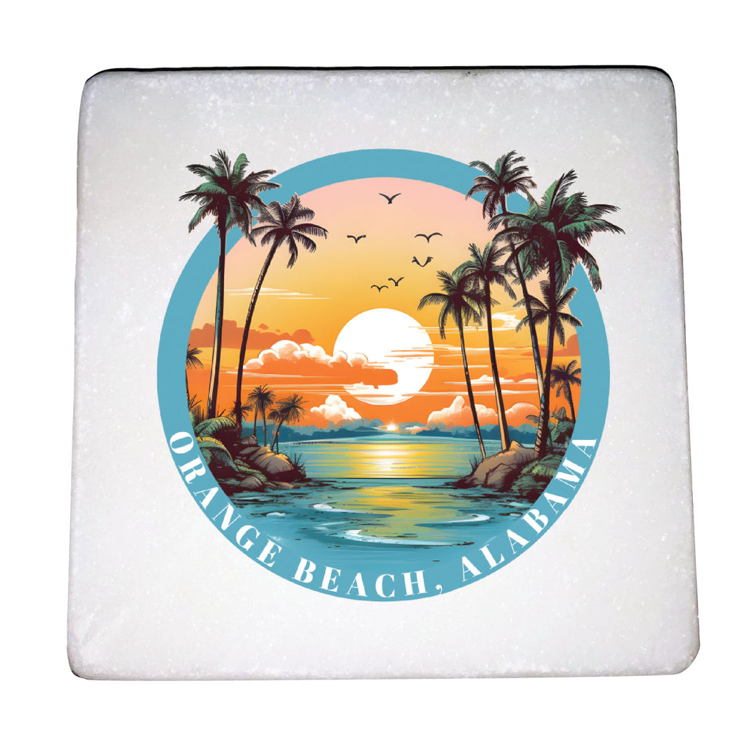 Orange Beach Alabama Design B Souvenir 4x4-Inch Coaster Marble  4 Pack