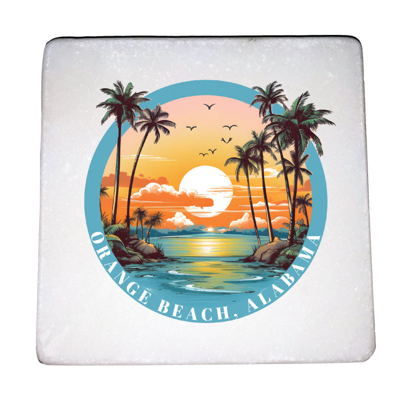 Orange Beach Alabama Design B Souvenir 4x4-Inch Coaster Marble  4 Pack