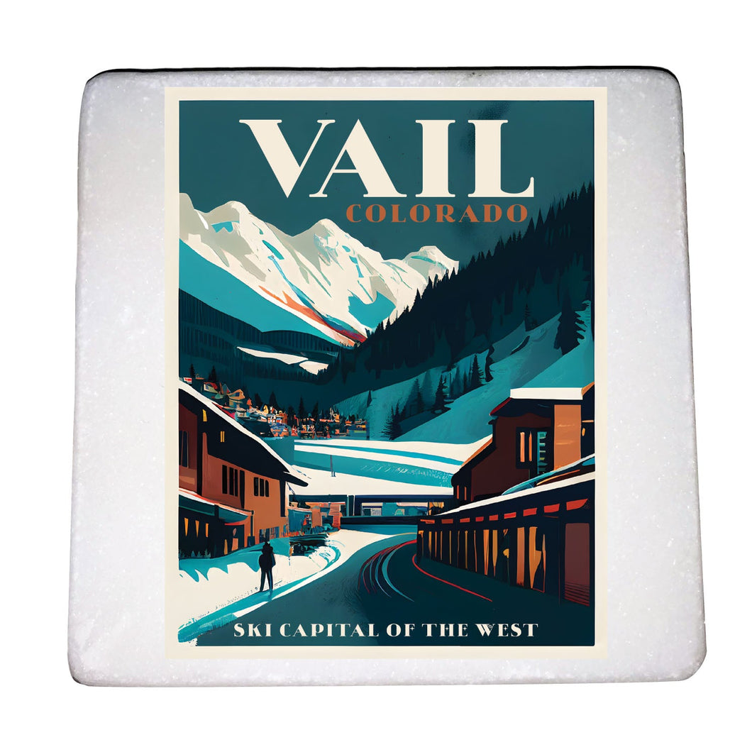 Vail Colorado Souvenir 4 x 4 Inch Coaster Marble